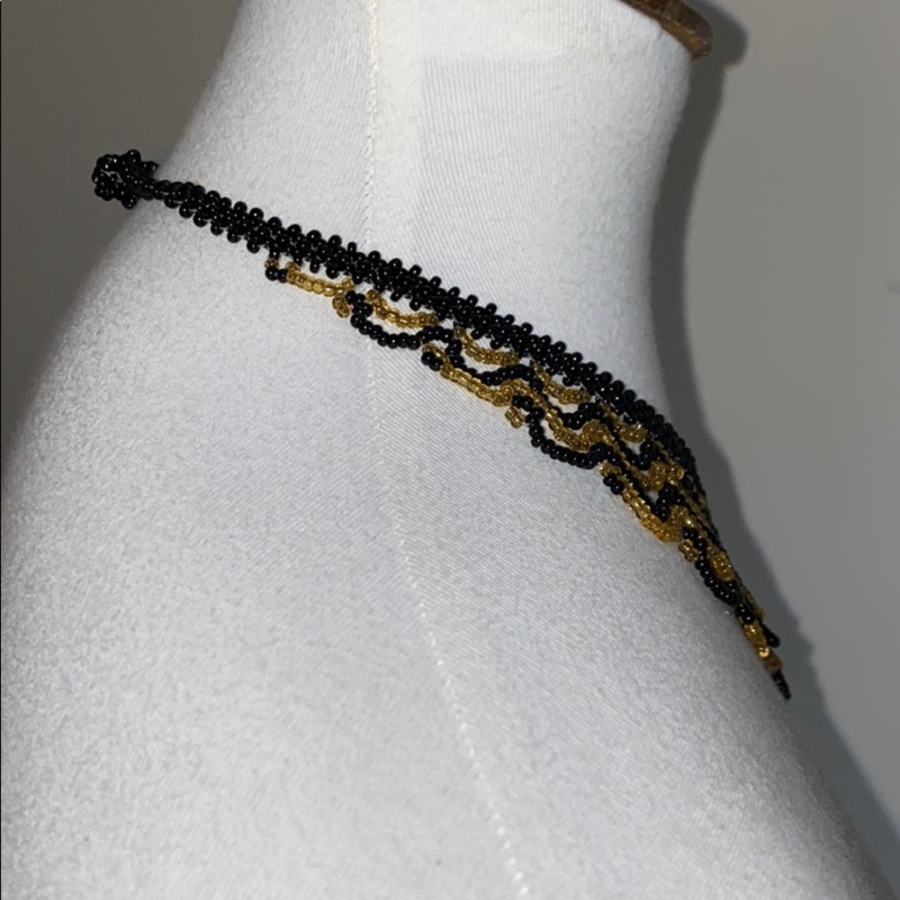 Black & Gold Seed Bead Necklace - Picture 6 of 11